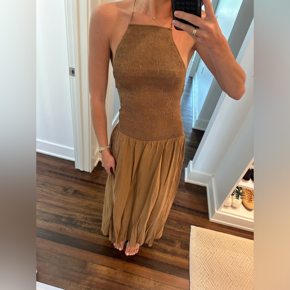 Zara Brown Halter Maxi Dress